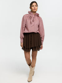 Bluse mit Schleife "Manja" in Rot kariert