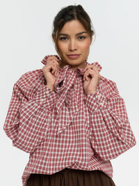 Bluse mit Schleife "Manja" in Rot kariert
