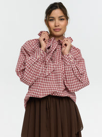 Bluse mit Schleife "Manja" in Rot kariert