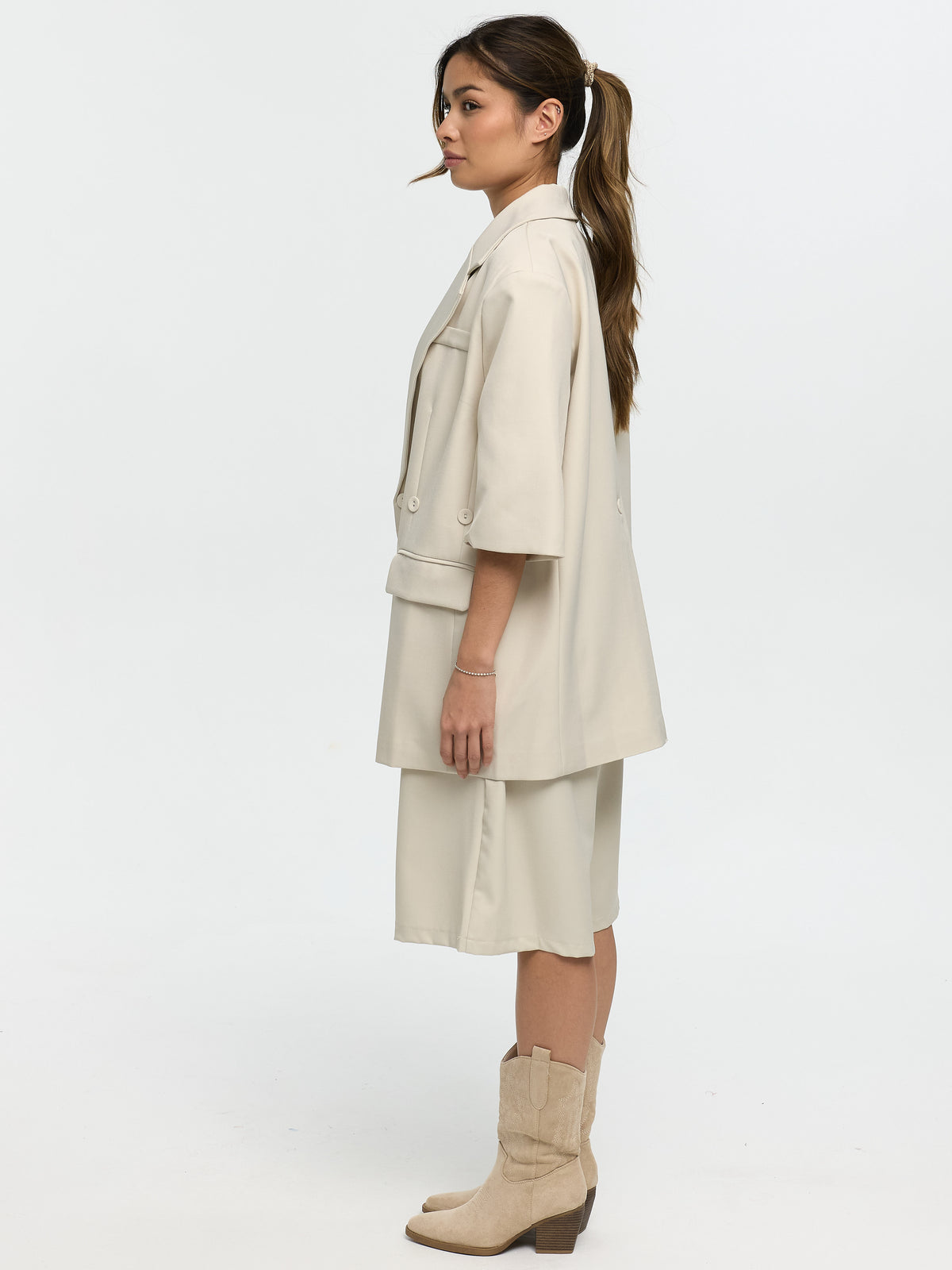 Kurzarm Blazer „Lori“ in Beige