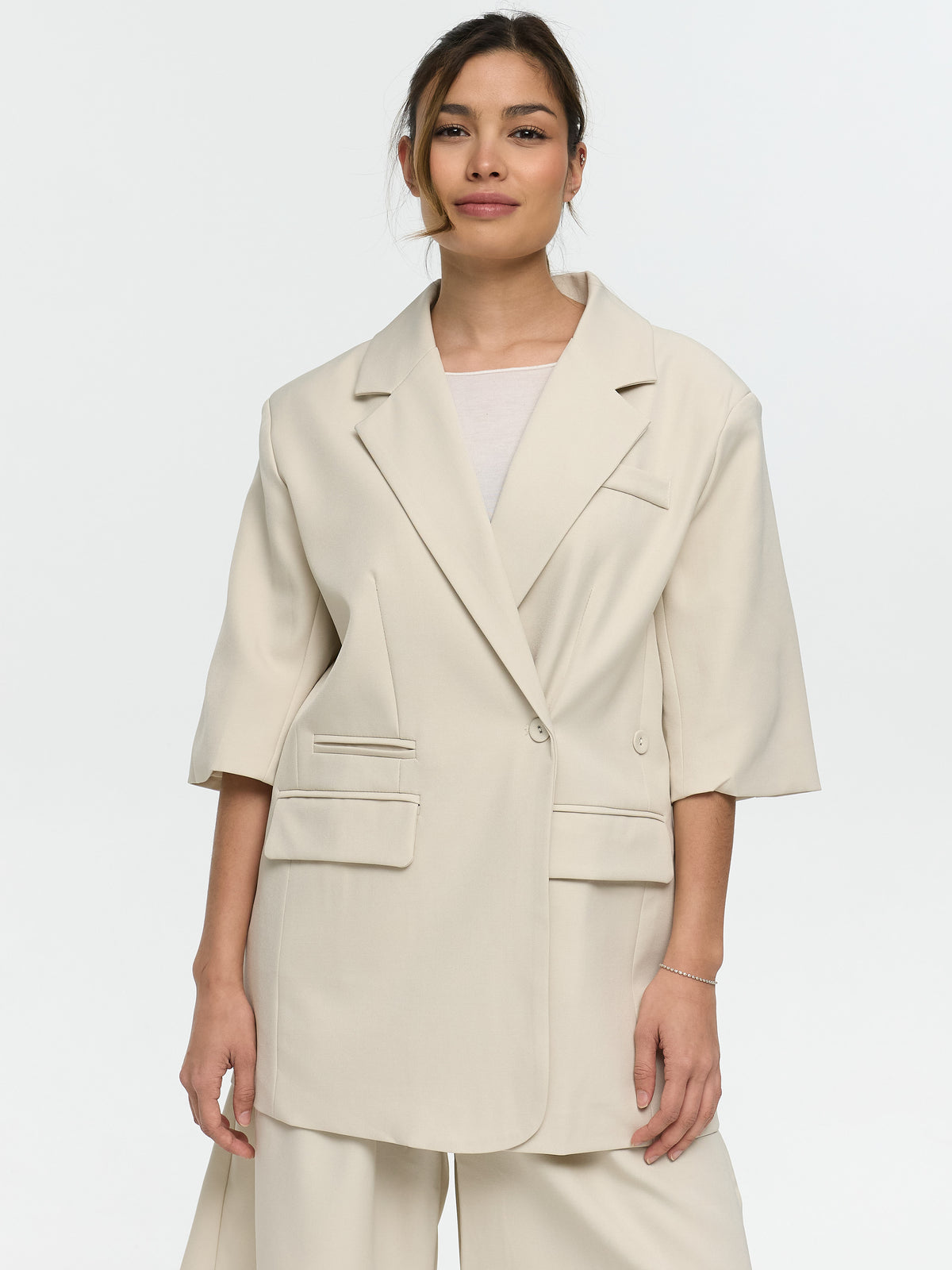 Kurzarm Blazer „Lori“ in Beige