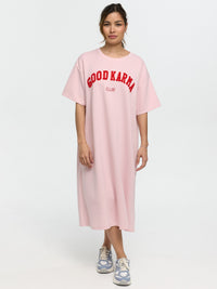 Shirtkleid "Good Karma Club" in Altrosa