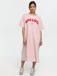 Shirtkleid "Good Karma Club" in Altrosa