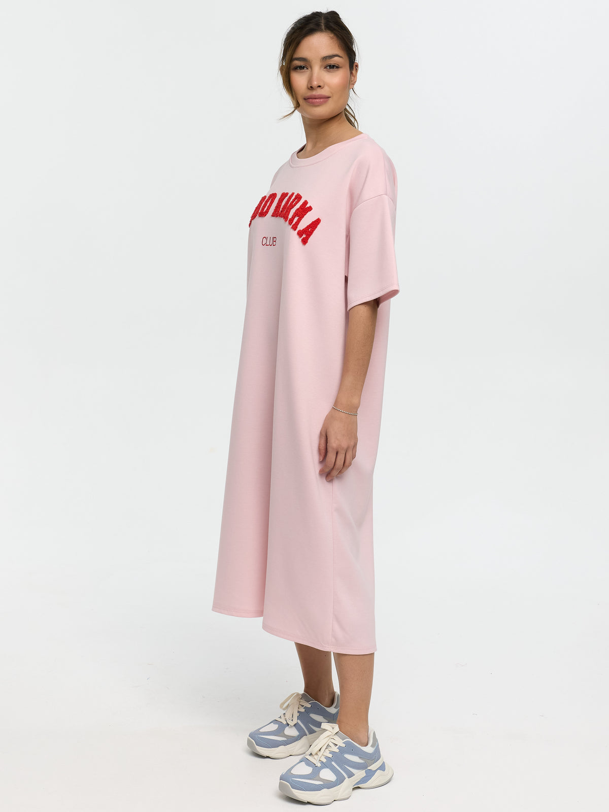 Shirtkleid "Good Karma Club" in Altrosa