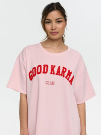 Shirtkleid "Good Karma Club" in Altrosa