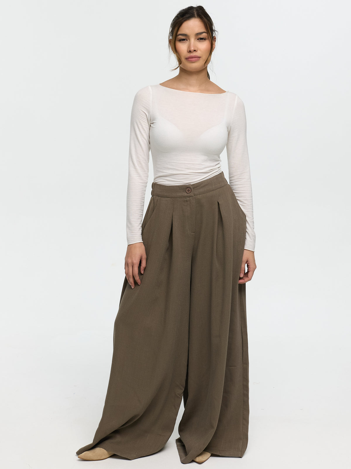 Stoffhose „Levina“ in Cappuccino
