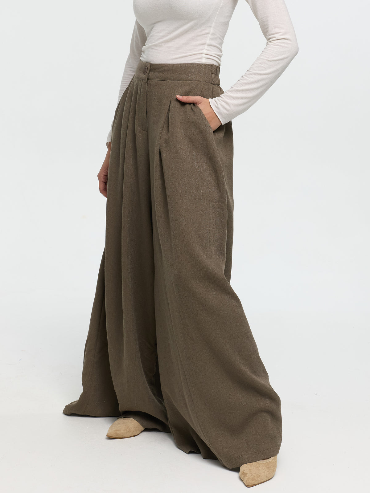 Stoffhose „Levina“ in Cappuccino