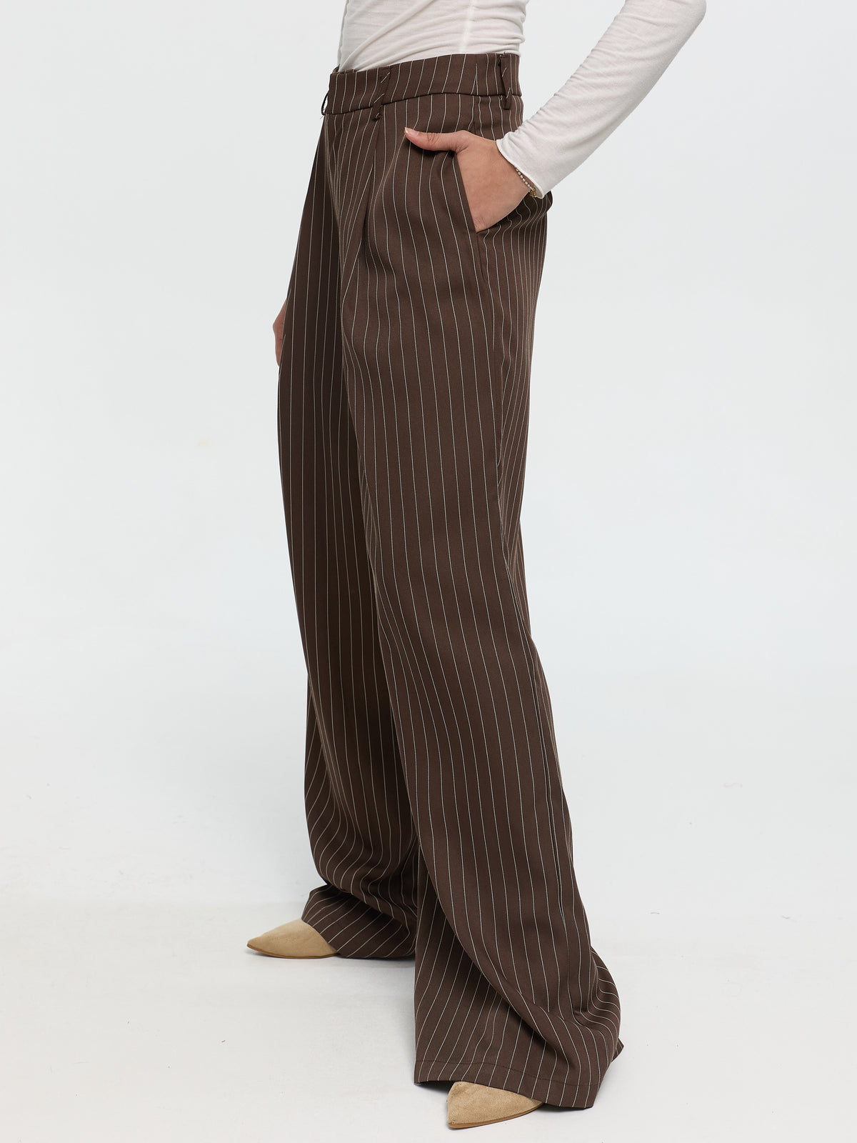 Nadelstreifen Stoffhose „Kathie“ in Braun