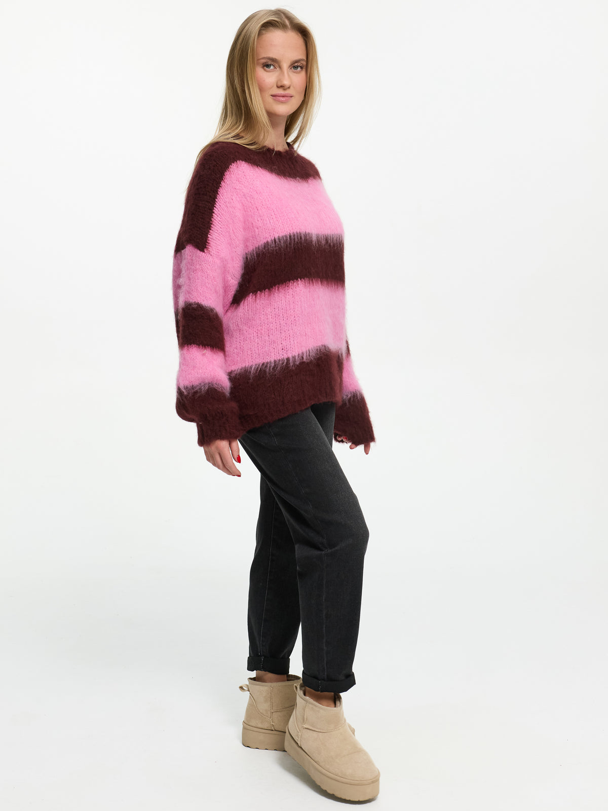 Pullover "Mia" in Burgundy/Rosa