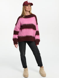 Pullover "Mia" in Burgundy/Rosa