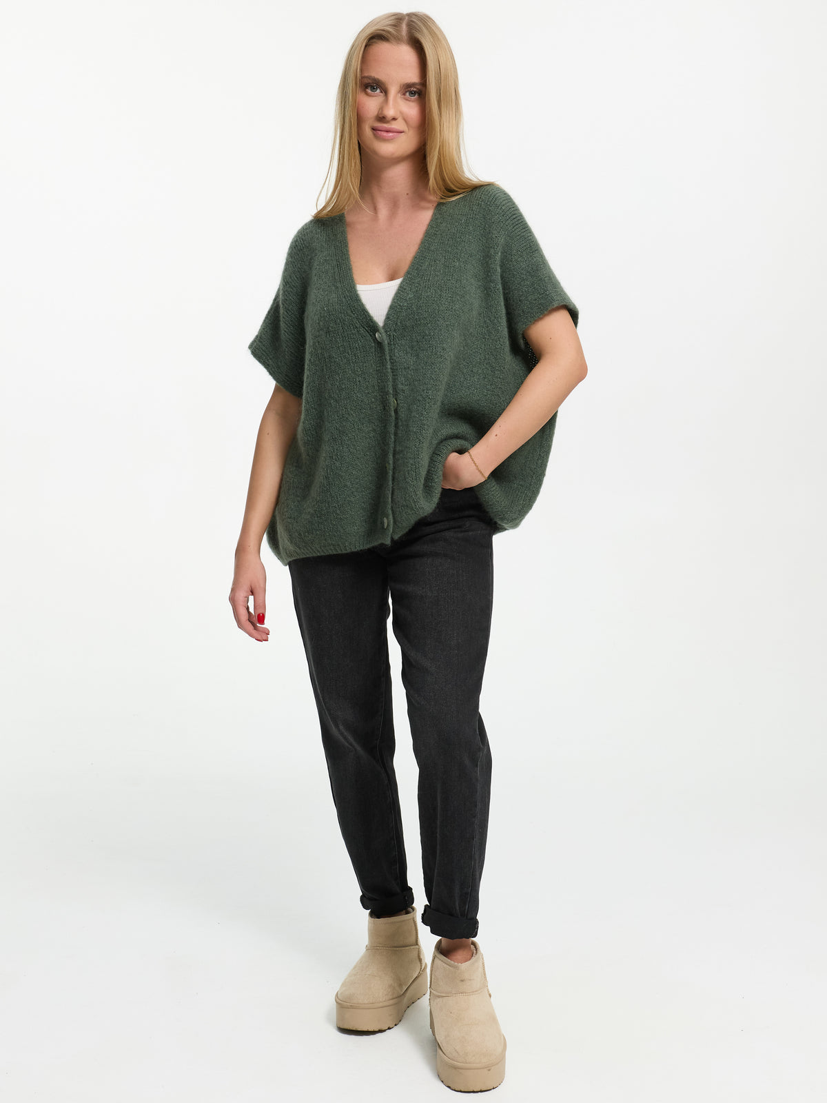 Cardigan "Marina" in Tannengrün