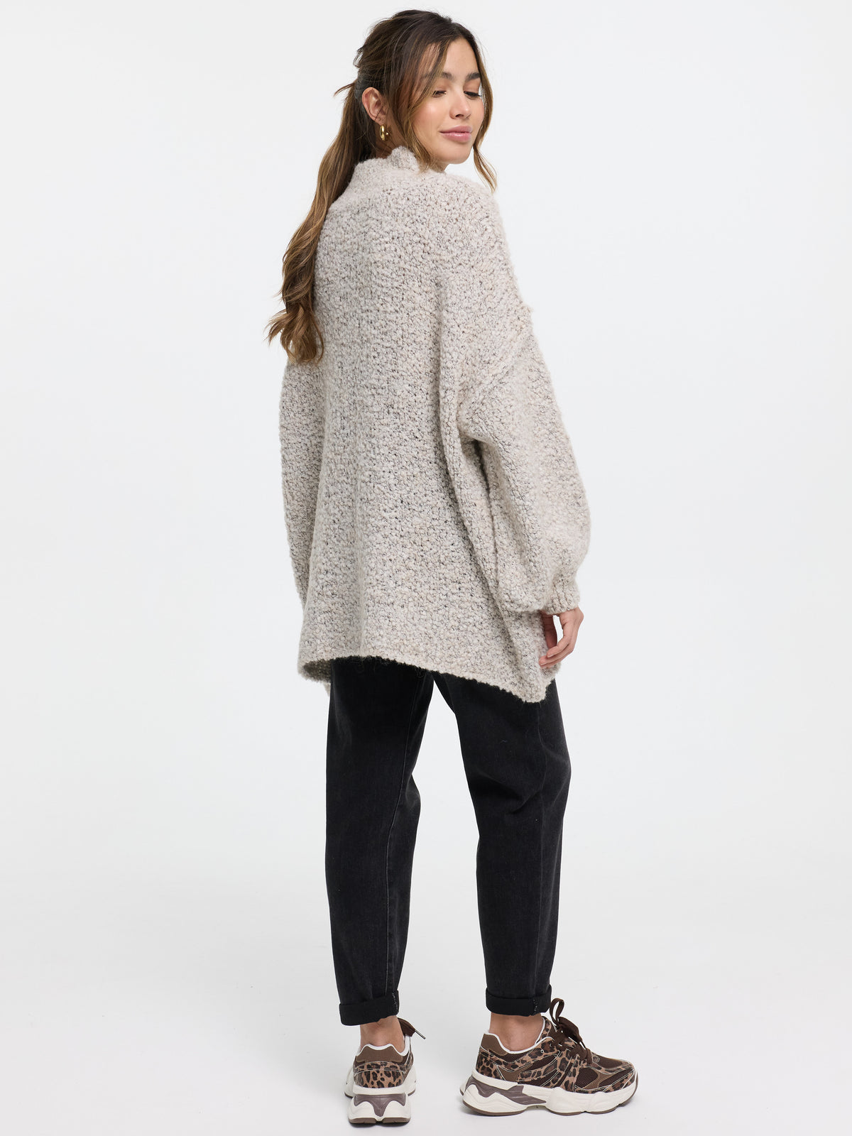 Bouclé-Pullover "Elli" in Hellgrau