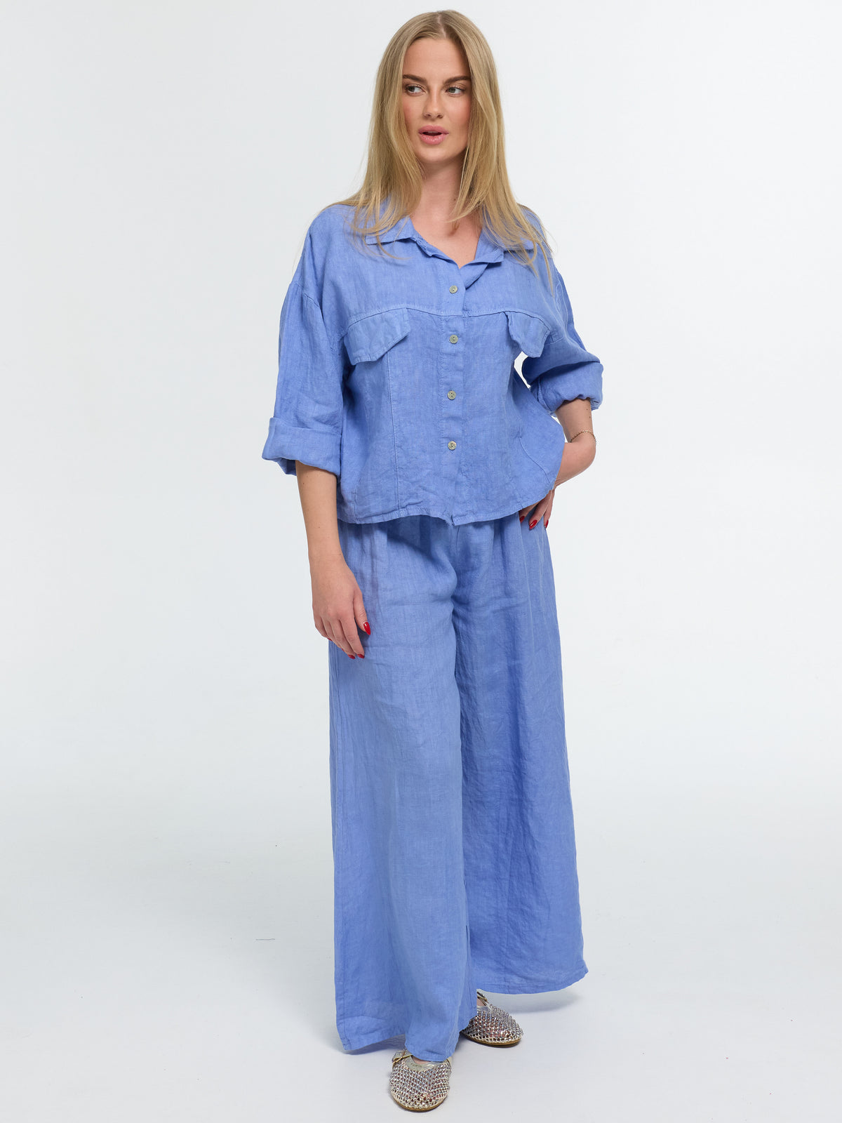 Leinen-Hose "Alma" in Blau