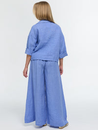 Kurze Leinen-Bluse "Alma" in Blau