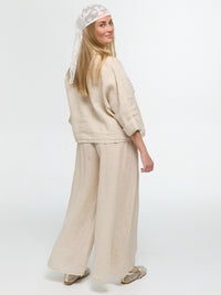 Kurze Leinen-Bluse "Alma" in Beige