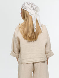 Kurze Leinen-Bluse "Alma" in Beige