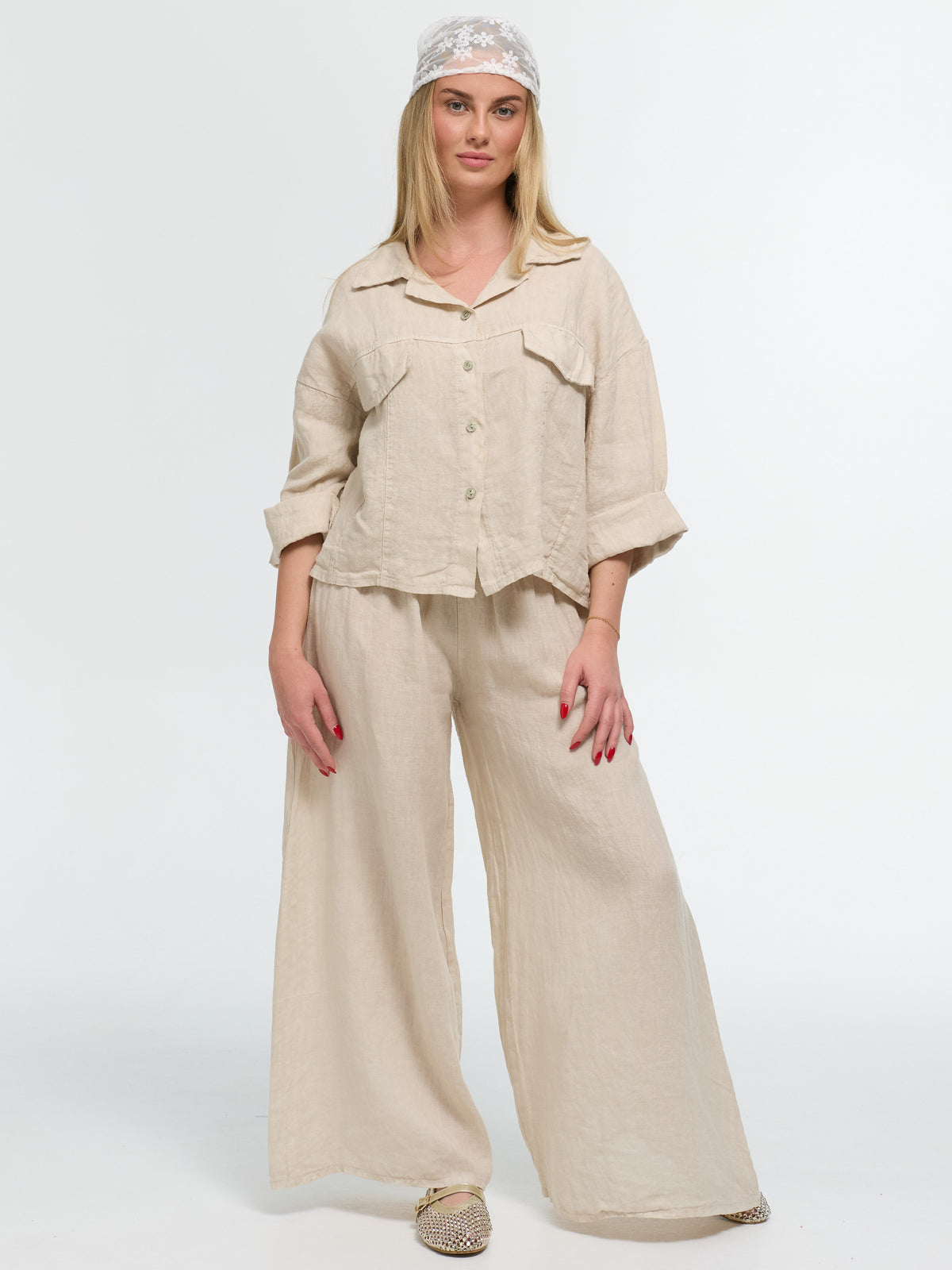 Leinen-Hose "Alma" in Beige
