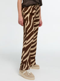 Stoffhose "Malou" in Creme/Braun