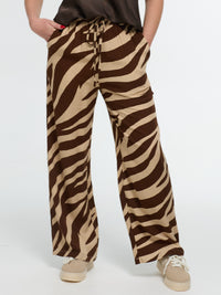 Stoffhose "Malou" in Creme/Braun