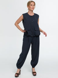 Nadelstreifen Stoffhose „Lia“ in Blau