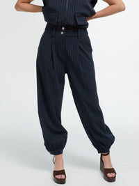 Nadelstreifen Stoffhose „Lia“ in Blau