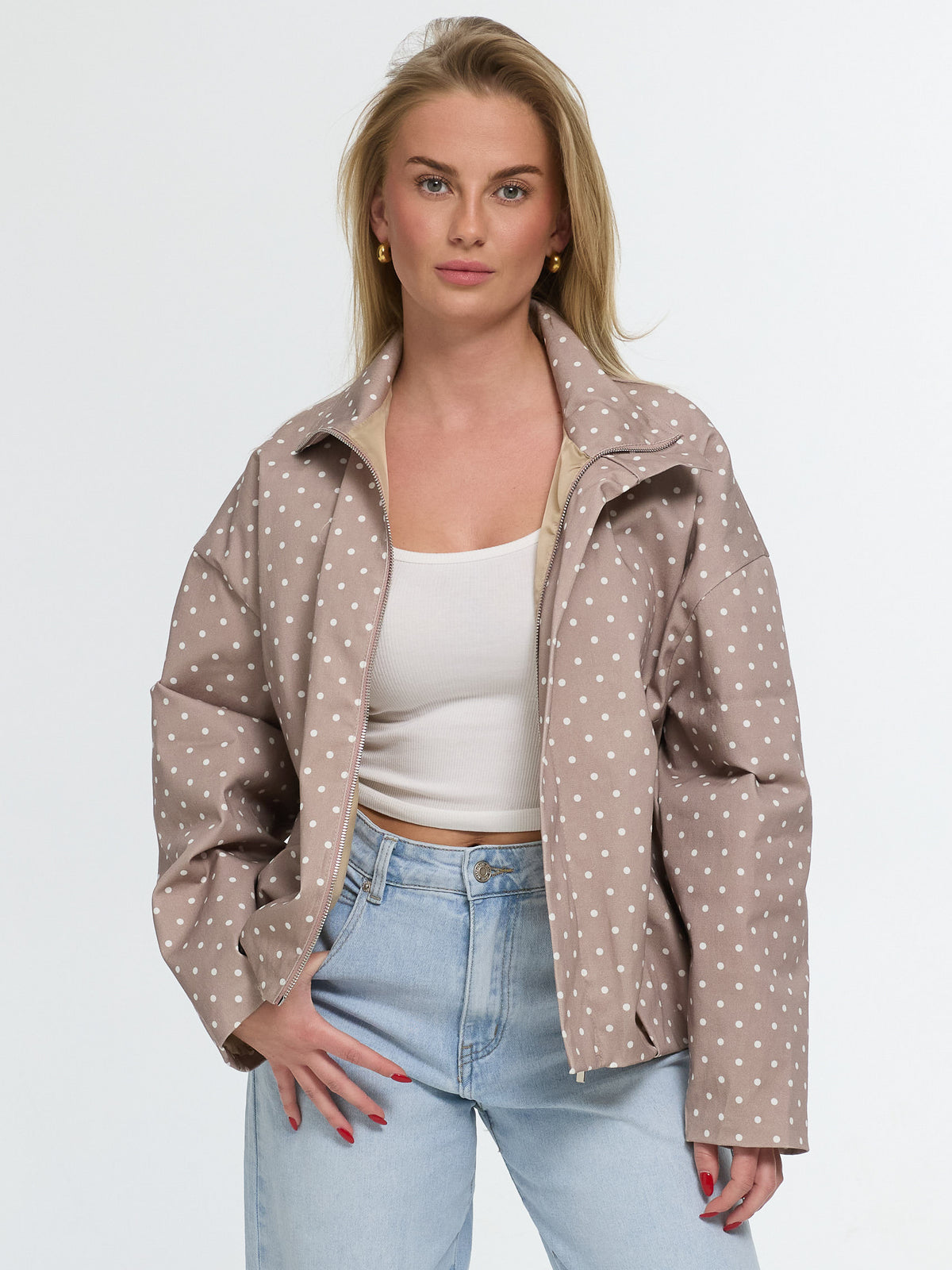 Jacke "Sovira" in Beige/Weiß