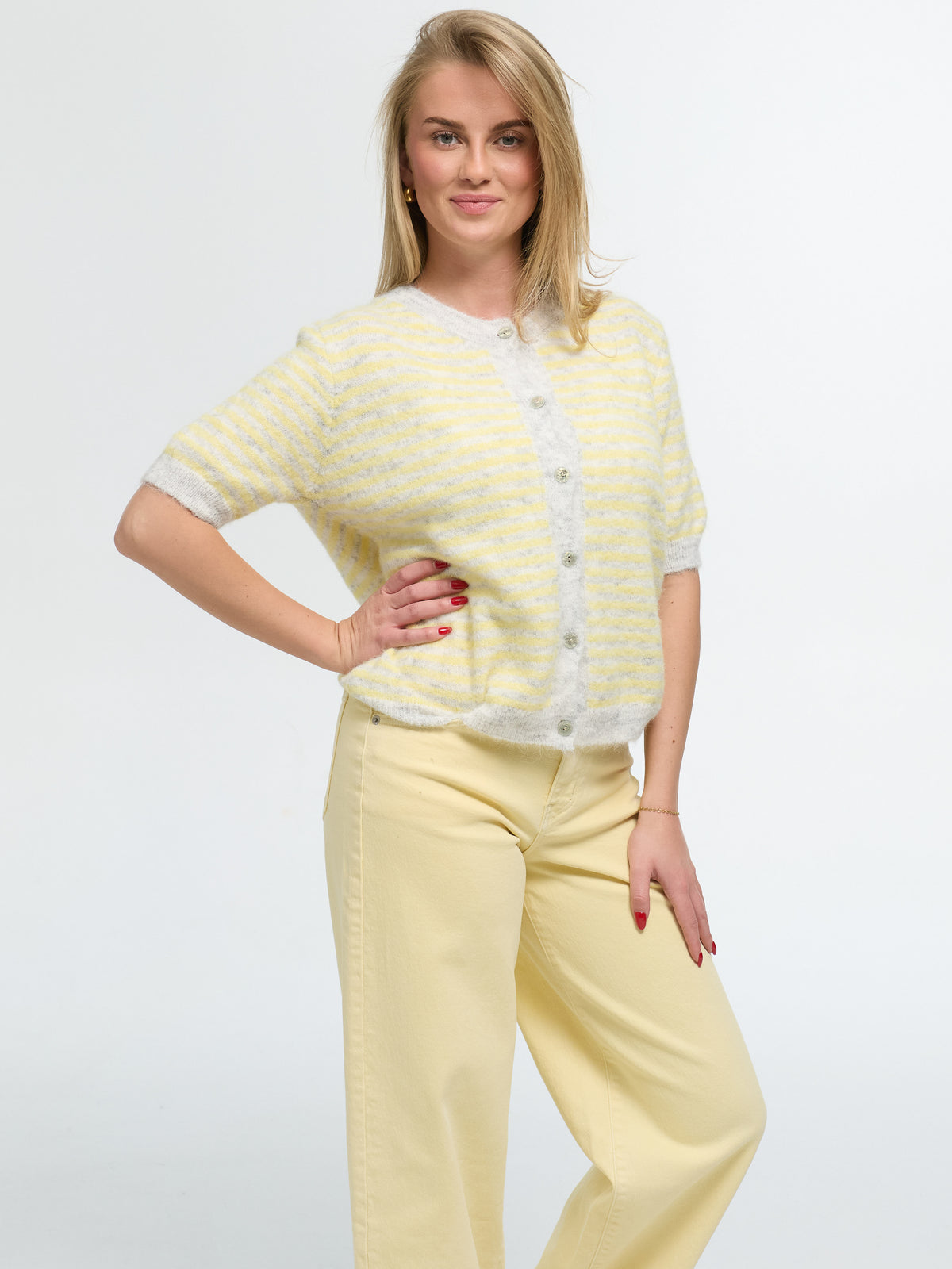 Kurzarm-Cardigan "Amy" in Yellow