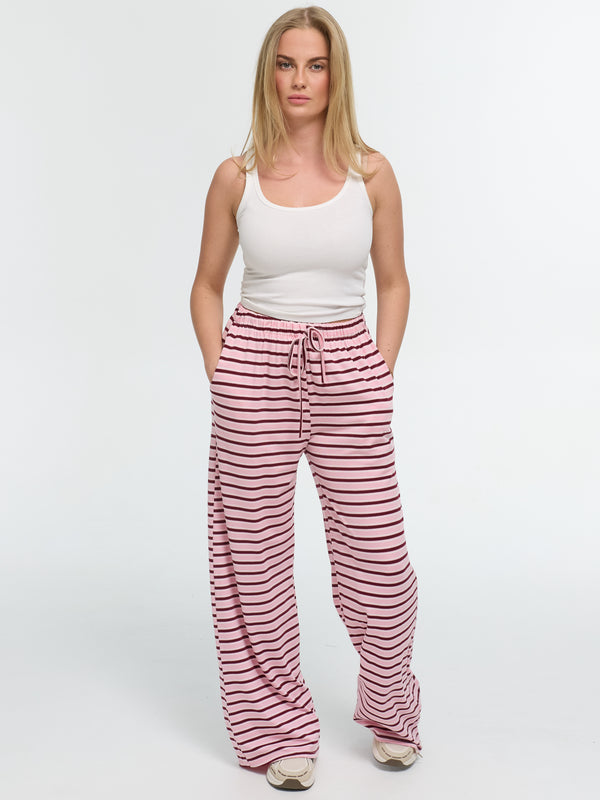 Hose „Martha“ Rosa/Burgundy Gestreift