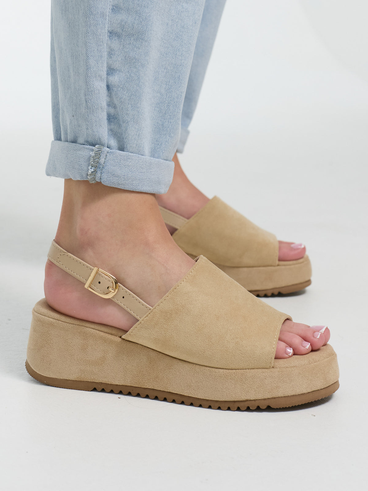 Plateau Sandale "Soliea" in Beige