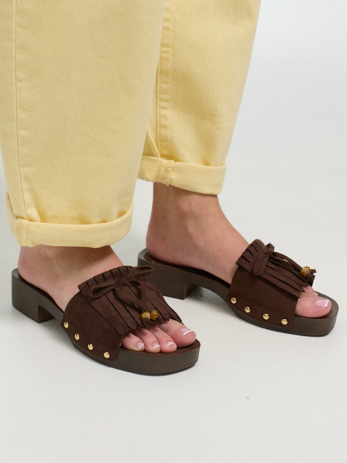 Absatz-Sandalen "Pocahontas" in Dunkelbraun