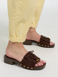Absatz-Sandalen "Pocahontas" in Dunkelbraun