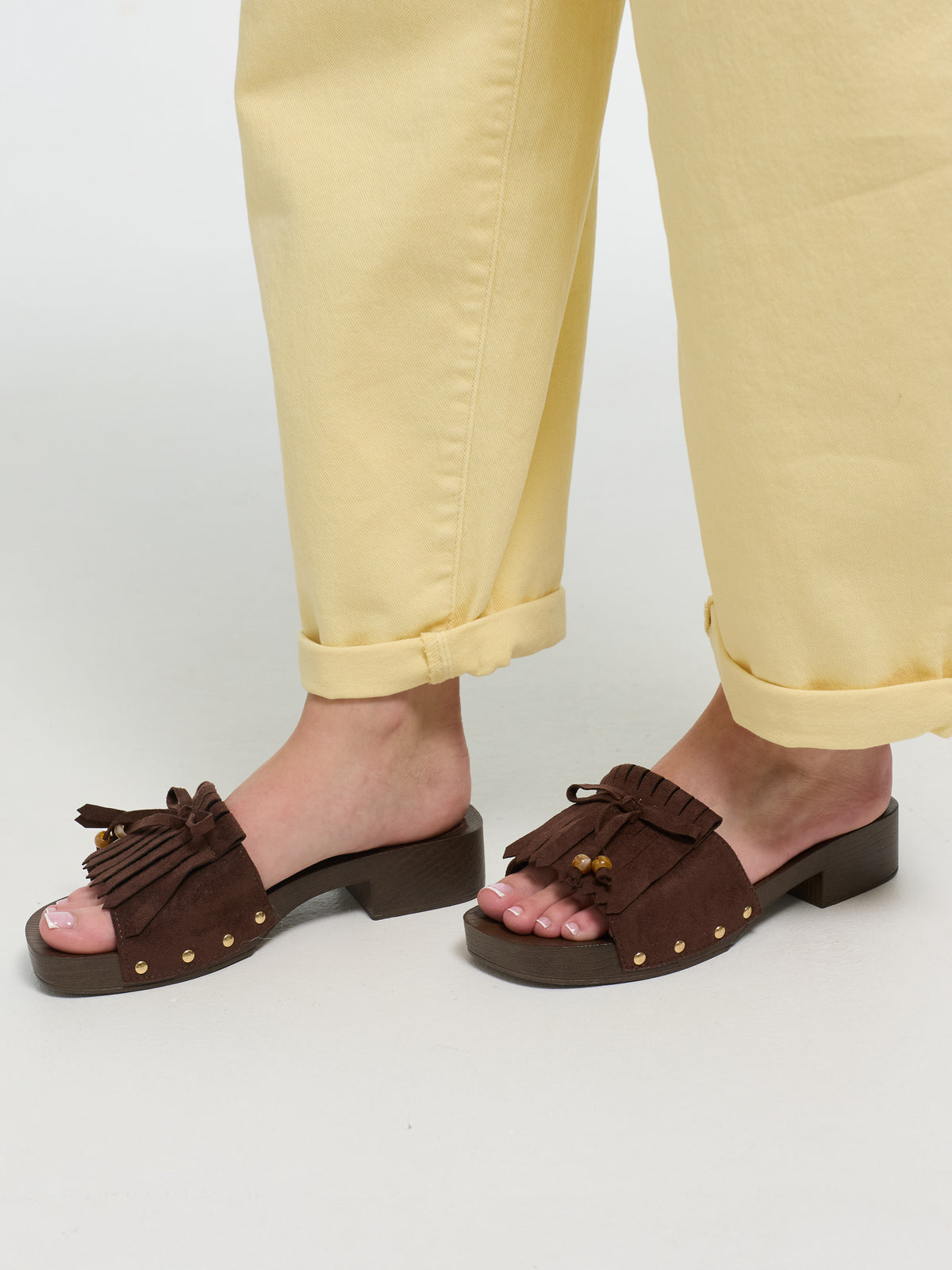 Absatz-Sandalen "Pocahontas" in Dunkelbraun