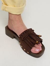 Absatz-Sandalen "Pocahontas" in Dunkelbraun