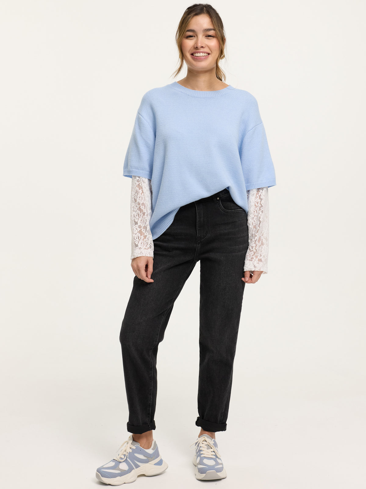 Strick-Shirt "Hannah" in Babyblau