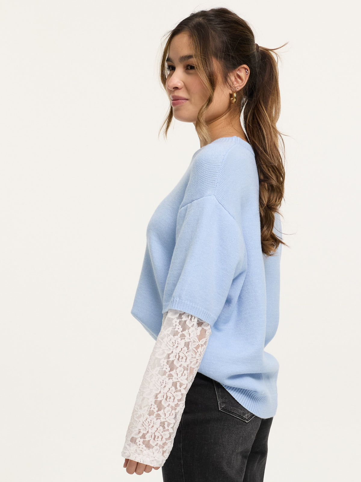 Strick-Shirt "Hannah" in Babyblau