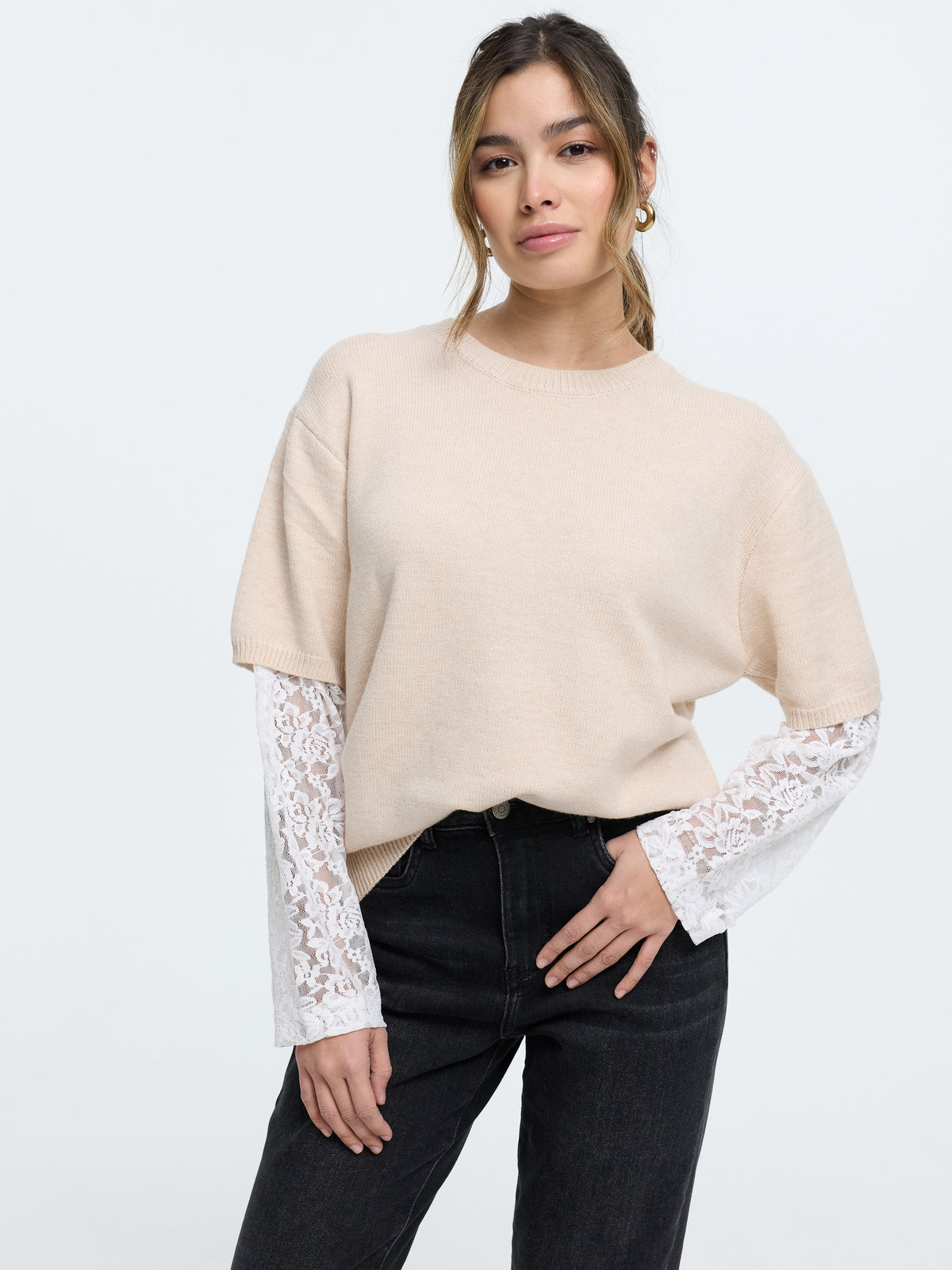 Strick-Shirt "Hannah" in Beige