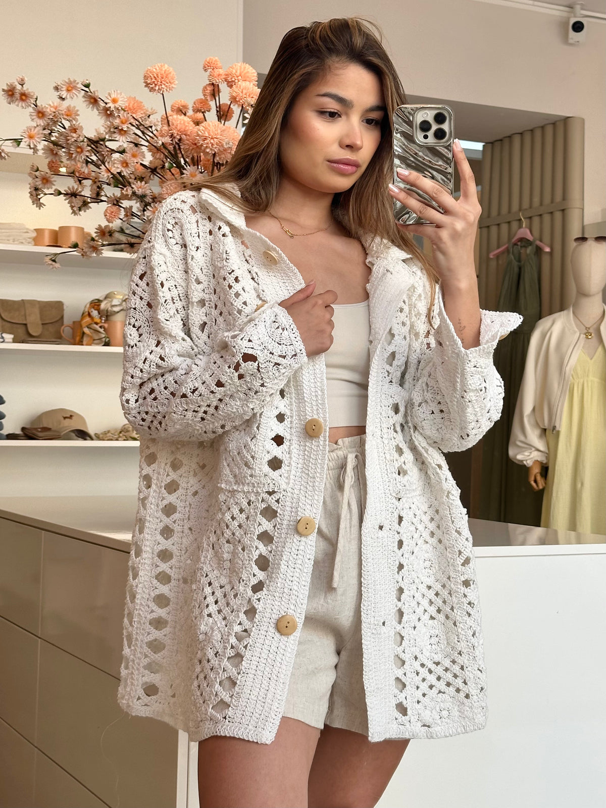 Lochstickerei Cardigan "Marie"