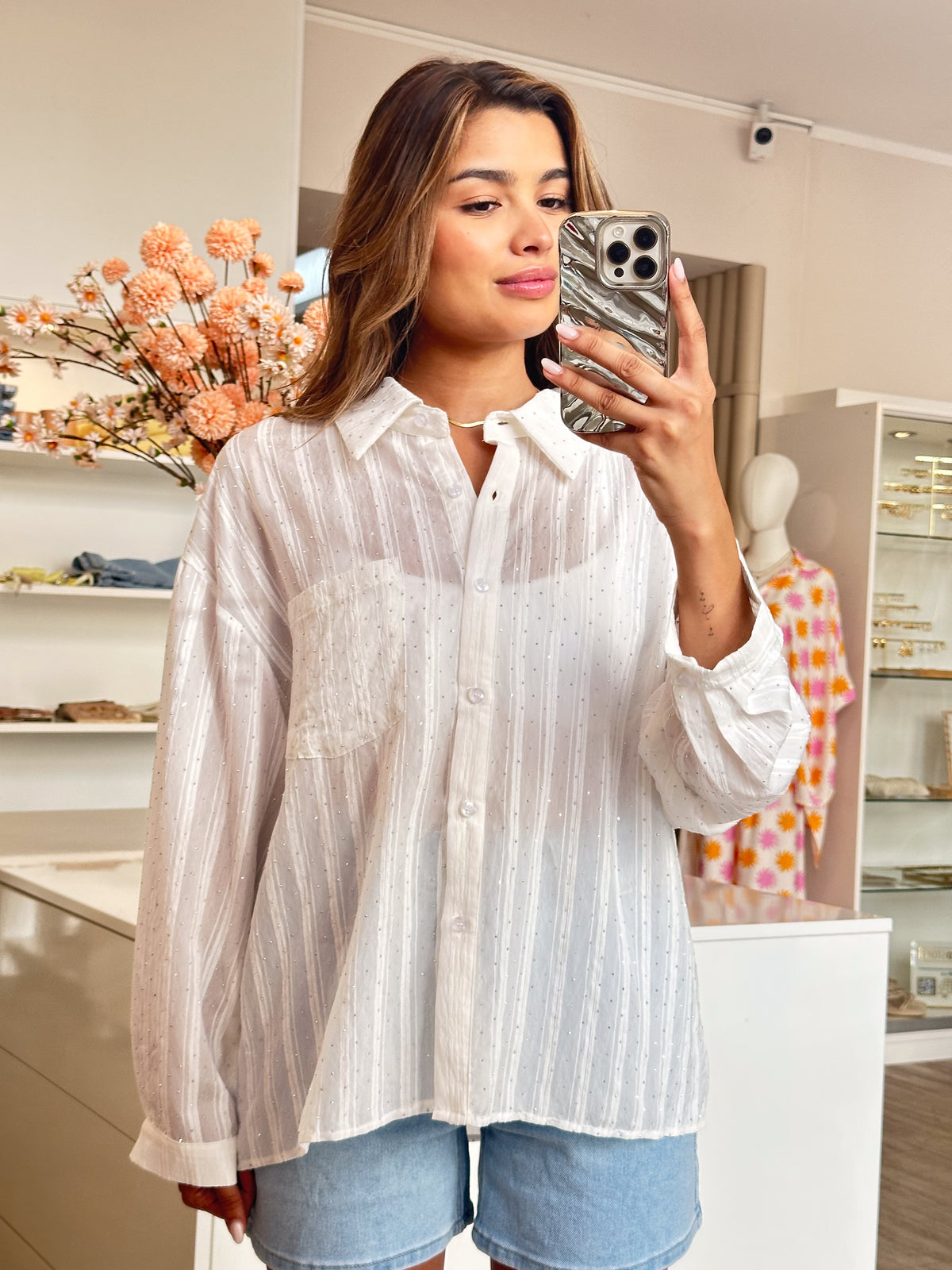 Bluse "Glitter" in Weiß