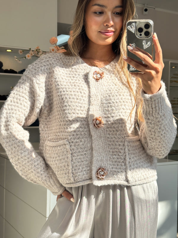 Cardigan "Roses" in Beige
