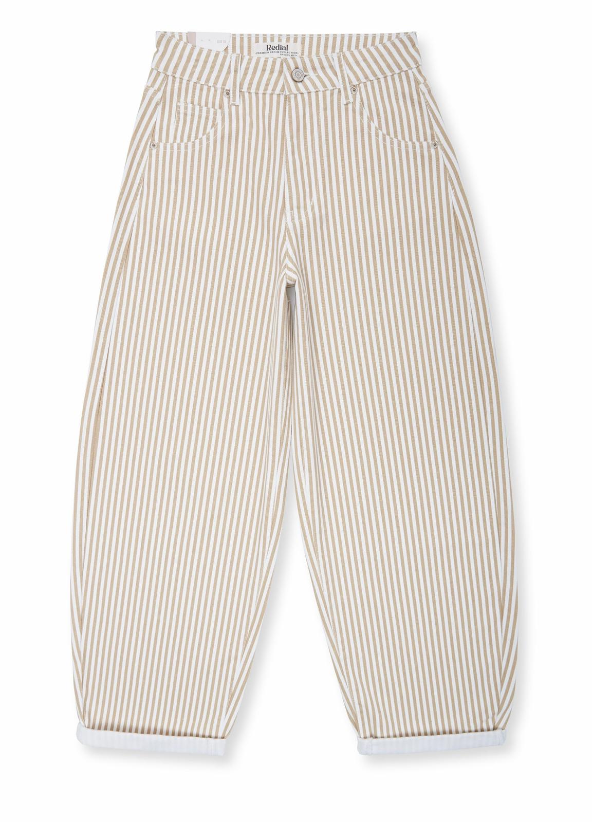 Ballon-Jeans "Stripes" Beige gestreift