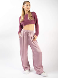 Satinhose „Sydney“ in Aubergine