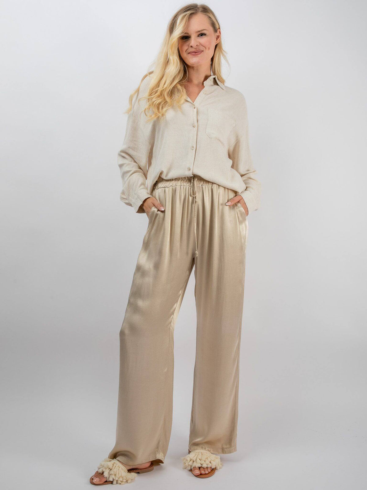 Satinhose „Sydney“ in Golden-Beige